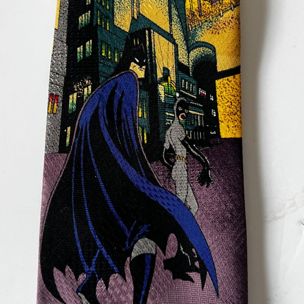 Batman and Catwoman Gotham City Vintage Style Tie